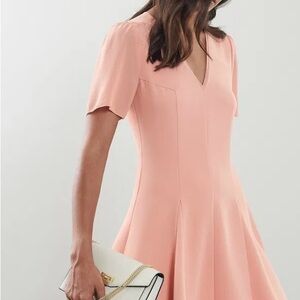 Reiss Natalia Blush V-Neck Midi Dress